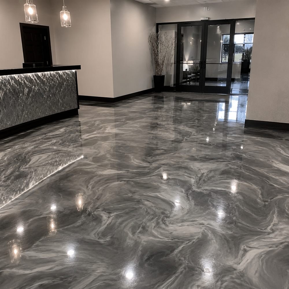 Plancher époxy Hall commercial à Mirabel